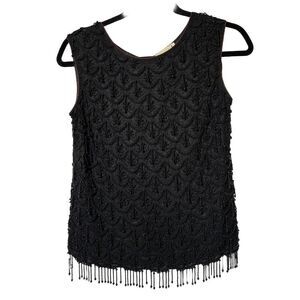VTG Le Paris House of Fashion Ltd Beaded Black Sleeveless Top Flapper‎ Art Deco